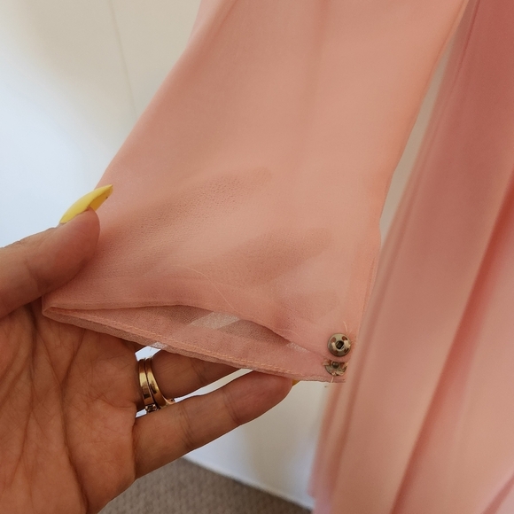 Vintage Pink Floral Mod Party Dress Taffeta Formal Gown High Neck 60s Small - Picture 5 of 14